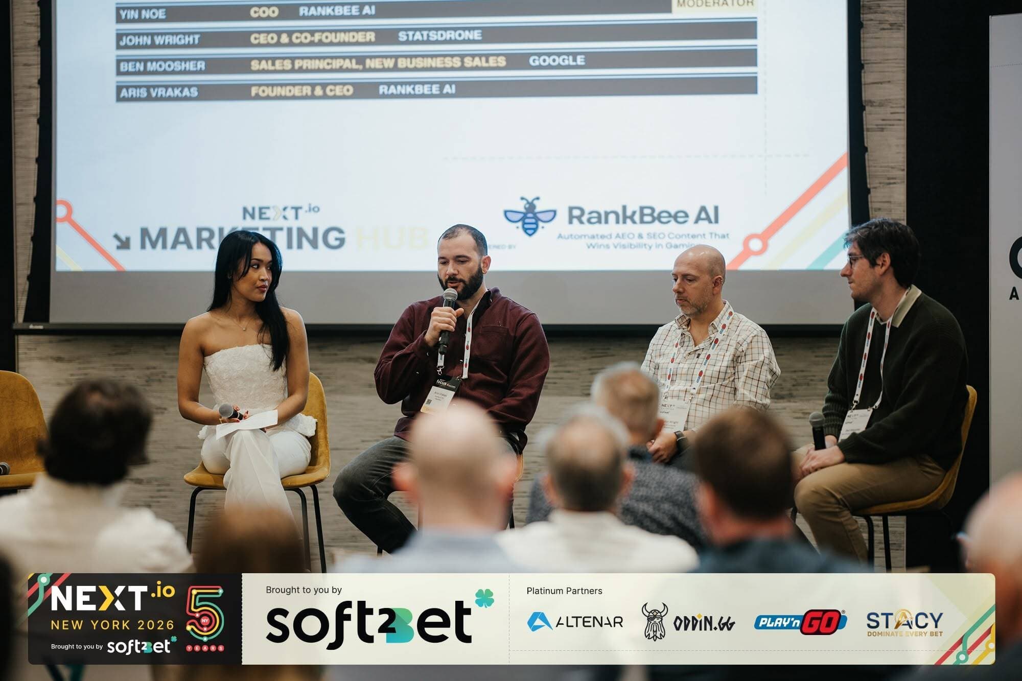 Aris Vrakas, Founder and CEO of RankBee speaking at NEXT.io Summit New York 2026